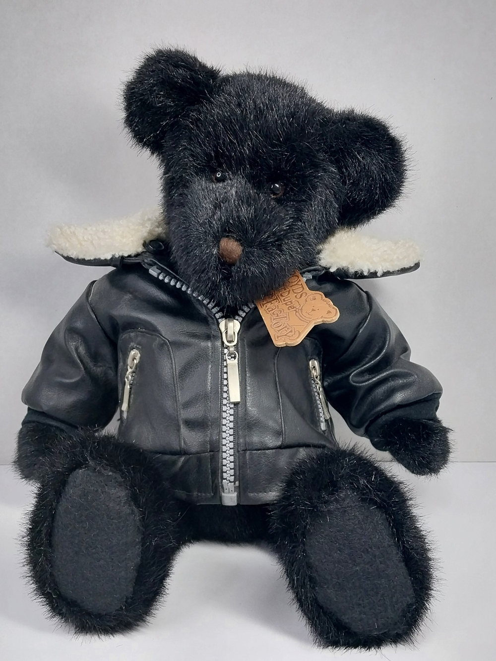 Vintage Boyds Bears Super Duper Black Plush 16" Keep On Ridin Biker Jacket Bear